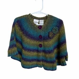 Koala Kids Button Front Poncho Green Multi 12 Mos